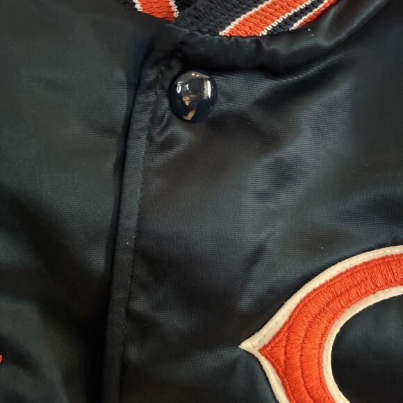 Vintage 80s Chicago Bears Satin Jacket Mens Large Blue Chalk Line NFL EUC 90s - Picture 4 of 15